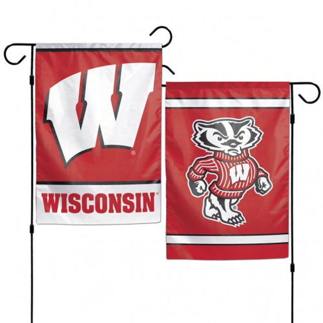 Bandera de Wisconsin Badgers de 12 x 18 pulgadas, estilo jardín, de 2 lados