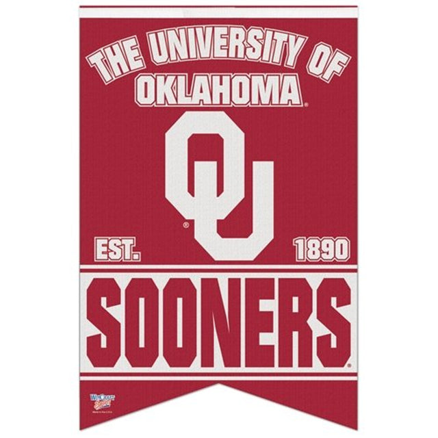 Banderín de fieltro de primera calidad de 17 x 26 pulgadas de los Oklahoma Sooners