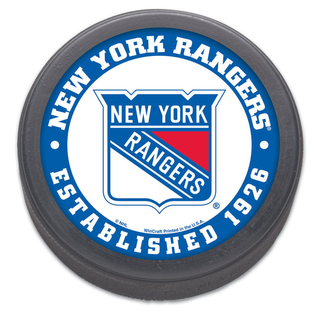 Empaquetado de disco de hockey de los New York Rangers, diseño original de 1926