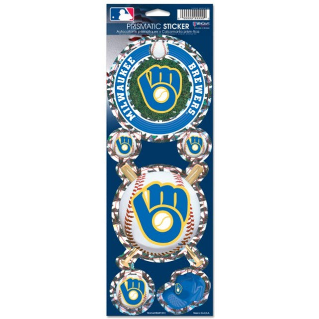 Calcomanía de los Milwaukee Brewers de 4 x 11 pulgadas, troquelada, estilo prismático, diseño retro