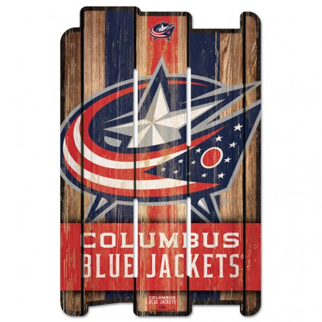 Letrero de madera de 11 x 17 de Columbus Blue Jackets estilo valla