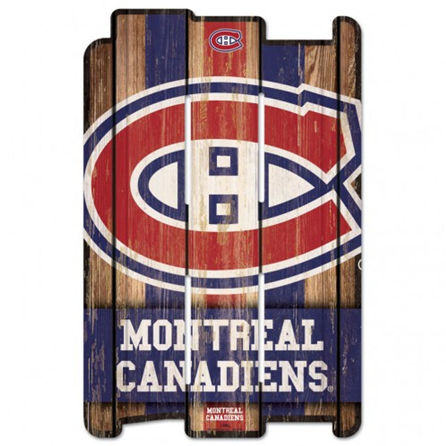 Letrero de madera de los Montreal Canadiens de 11 x 17 pulgadas estilo valla