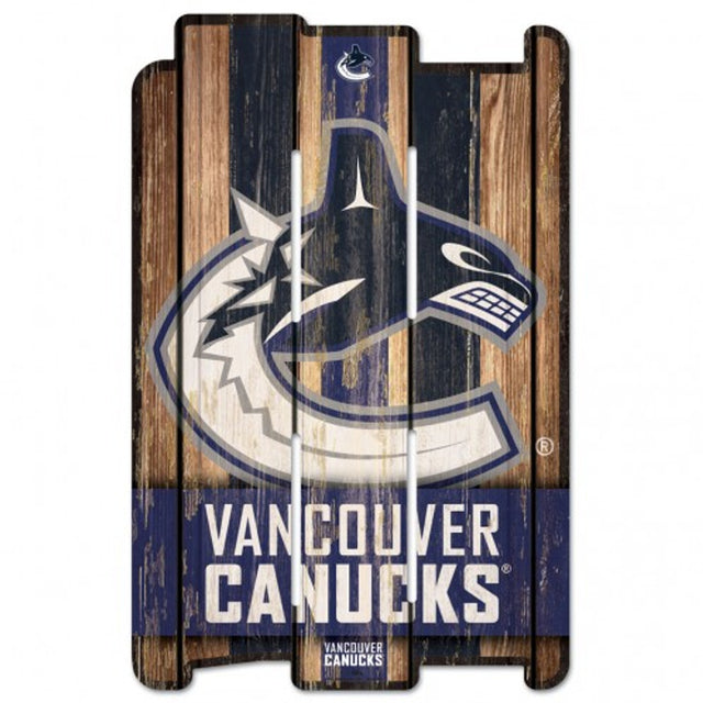 Vancouver Canucks Sign 11x17 Wood Fence Style