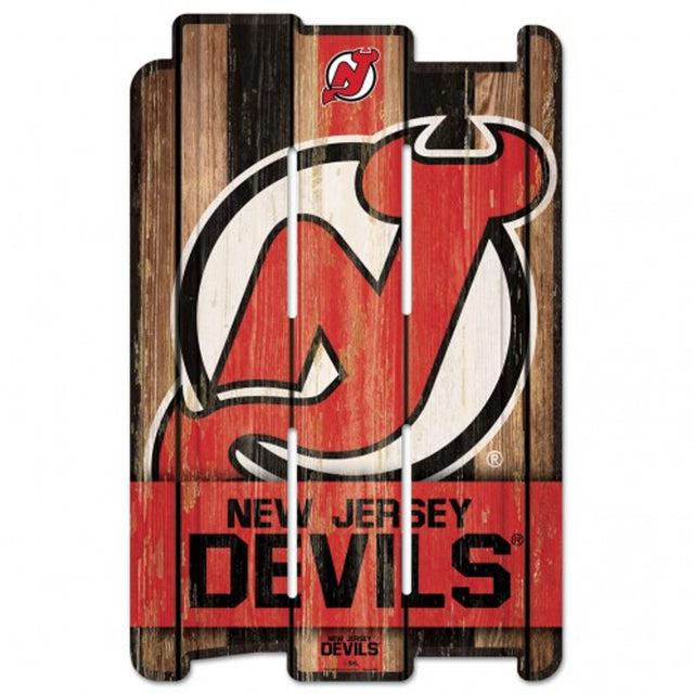 Letrero de madera de los New Jersey Devils de 11 x 17 pulgadas estilo valla