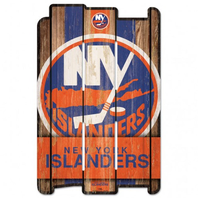 Letrero de madera de los New York Islanders de 11 x 17 pulgadas estilo valla