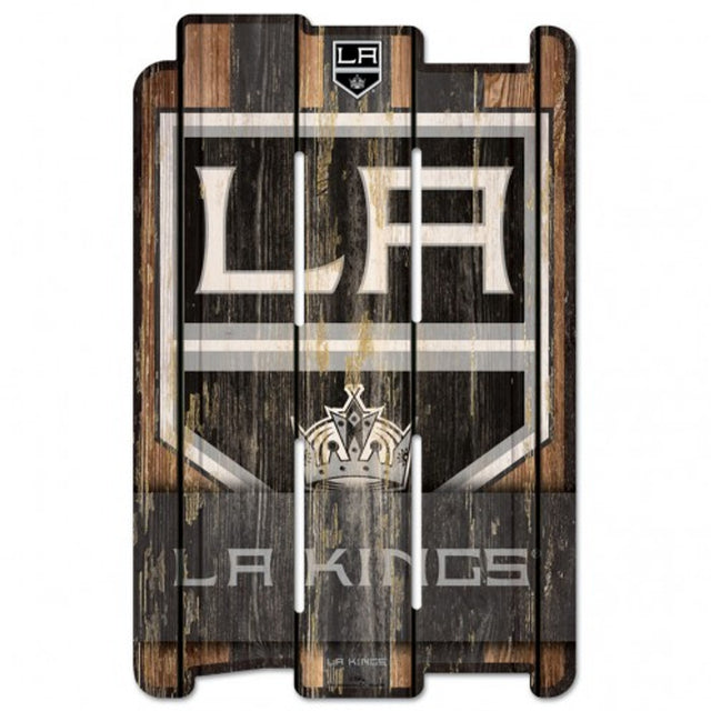 Letrero de madera estilo valla de Los Angeles Kings de 11 x 17 pulgadas