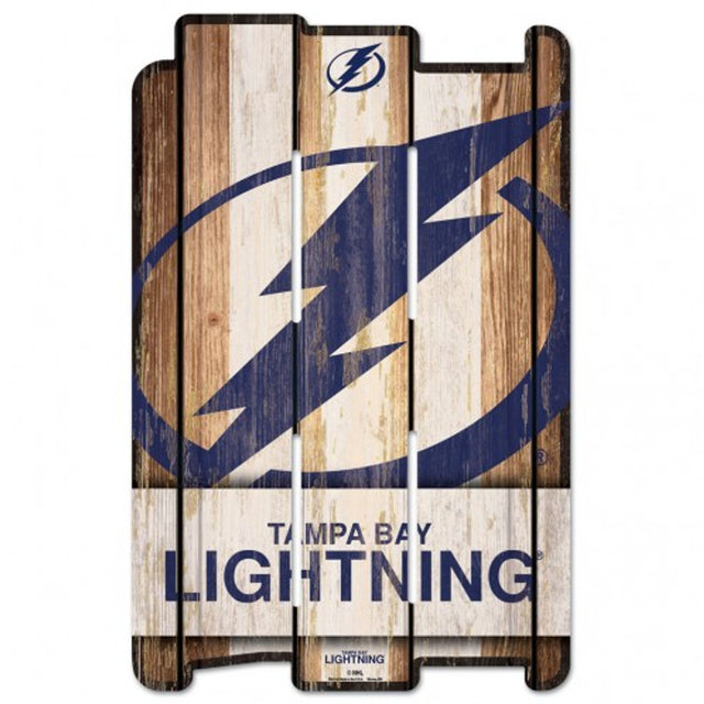 Letrero de madera estilo valla de Tampa Bay Lightning de 11 x 17 pulgadas