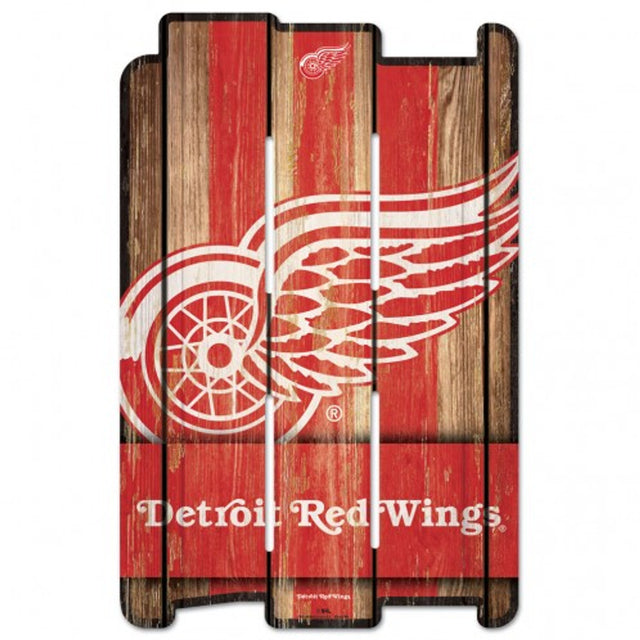 Letrero de madera de 11 x 17 de los Detroit Red Wings con forma de valla