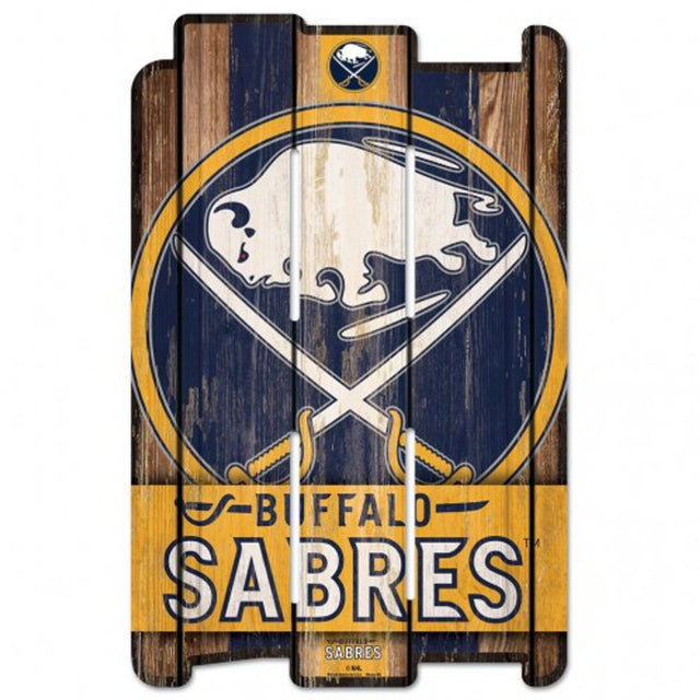 Letrero de madera estilo valla de Buffalo Sabres de 11 x 17 pulgadas