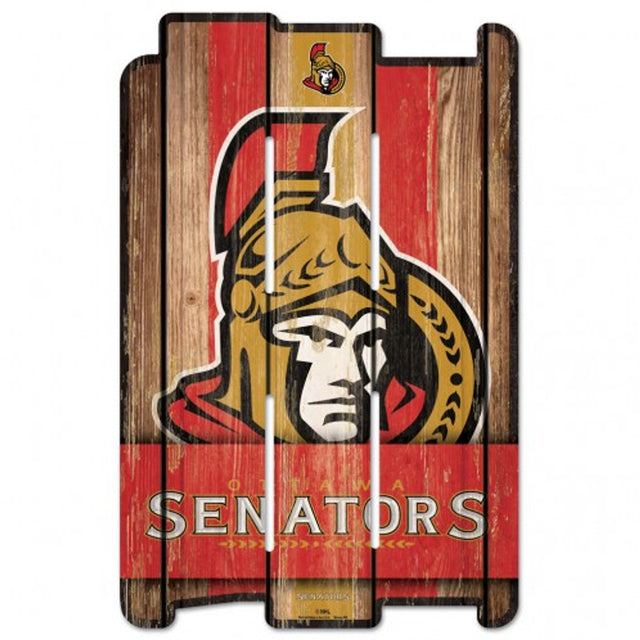 Cartel de los Senadores de Ottawa de 11 x 17 cm estilo valla de madera