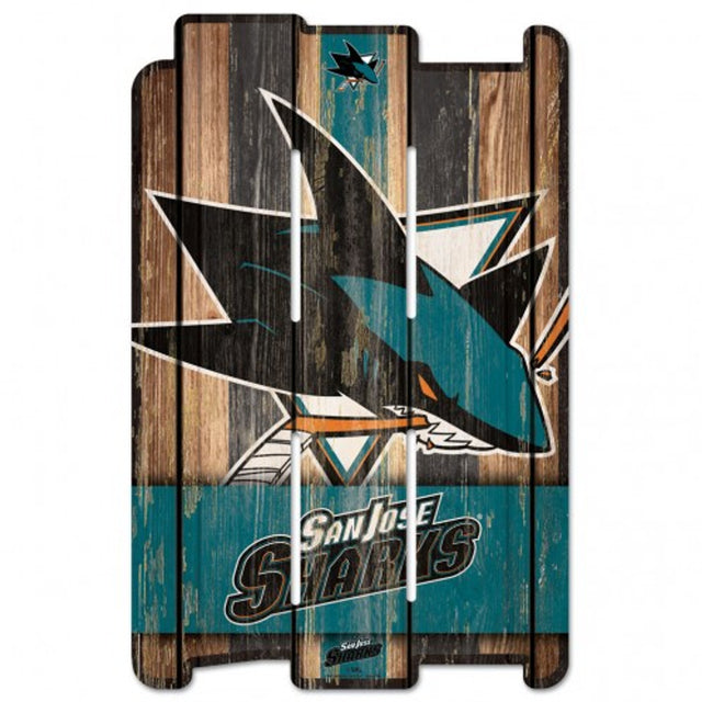 San Jose Sharks Sign 11x17 Wood Fence Style