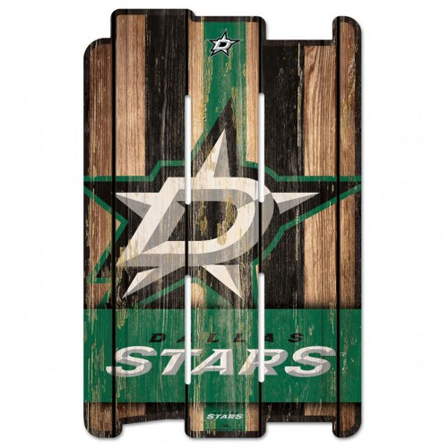 Letrero de madera de 11 x 17 de los Dallas Stars estilo valla