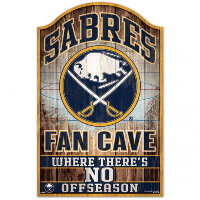 Letrero de madera Buffalo Sabres de 11 x 17 pulgadas con diseño de cueva de abanico