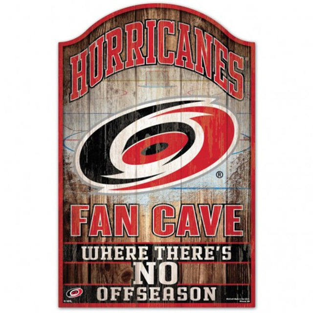 Letrero de madera de 11 x 17 de los Carolina Hurricanes con diseño de cueva de abanico