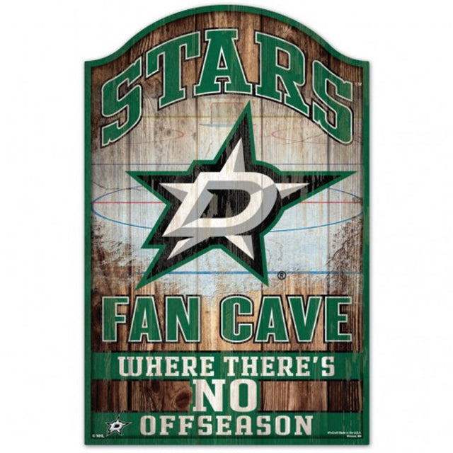 Letrero de madera de 11 x 17 pulgadas de los Dallas Stars con diseño de cueva para fanáticos