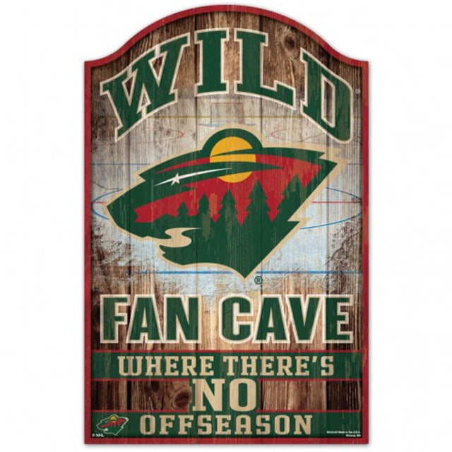 Letrero de madera de Minnesota Wild de 11 x 17 pulgadas con diseño de cueva