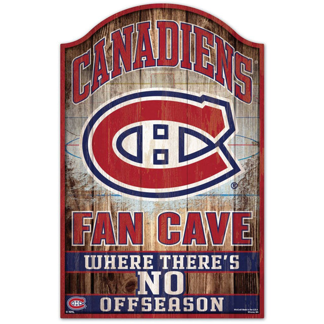 Letrero de madera de 11 x 17 de los Montreal Canadiens con diseño de cueva de abanico