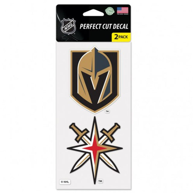 Juego de 2 calcomanías de Vegas Golden Knights, corte perfecto, 4 x 4