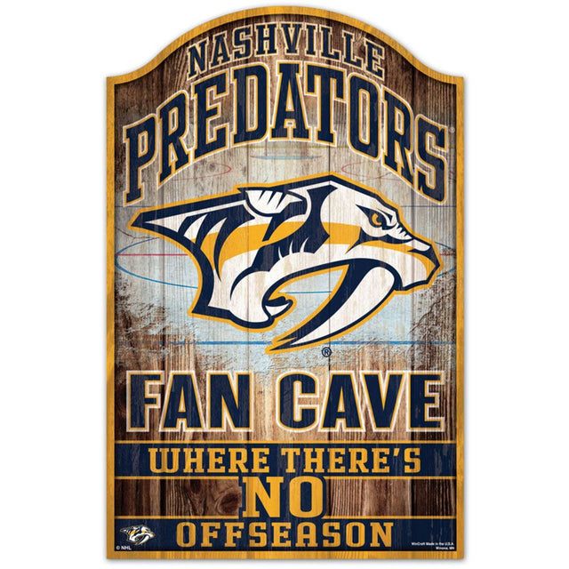 Letrero de madera de 11 x 17 de Nashville Predators con diseño de cueva para fanáticos