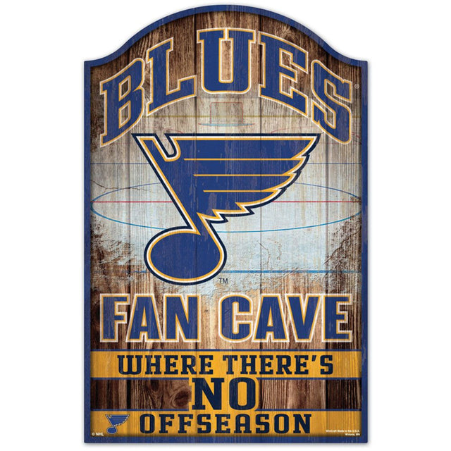 Letrero de madera de 11 x 17 de St. Louis Blues con diseño de cueva de abanico