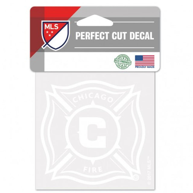 Calcomanía de Chicago Fire, corte perfecto, 4 x 4, color blanco