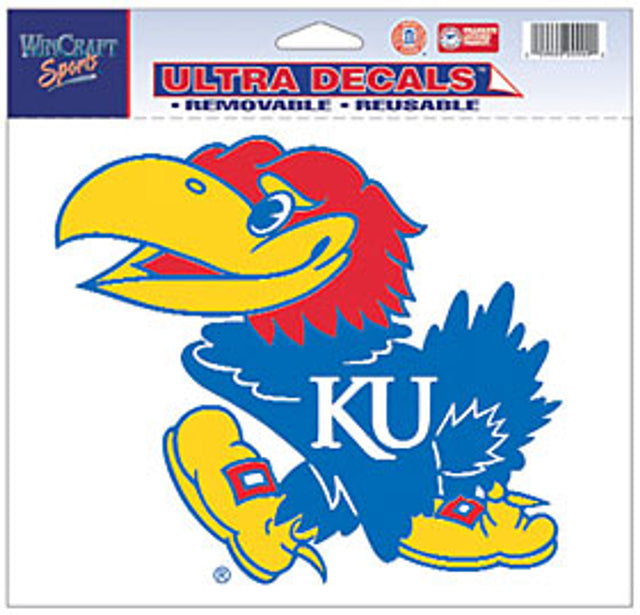 Calcomanía de los Kansas Jayhawks, 5 x 6, color ultra