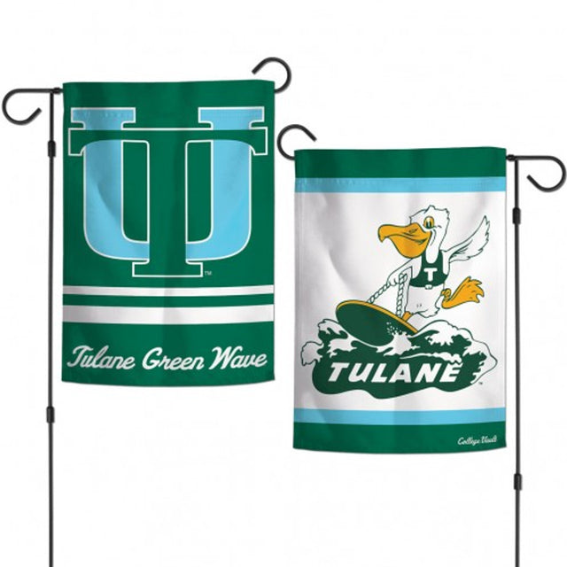 Bandera de Tulane Green Wave de 12 x 18 pulgadas, estilo jardín, de 2 lados