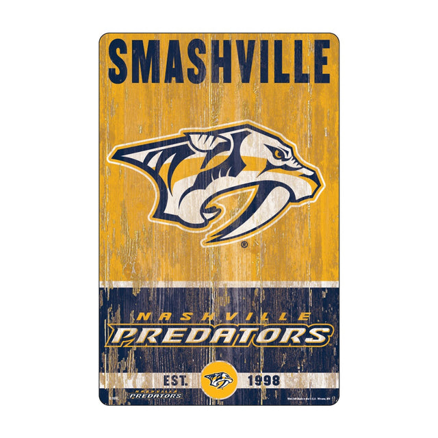 Letrero de madera de 11 x 17 de Nashville Predators con diseño de eslogan