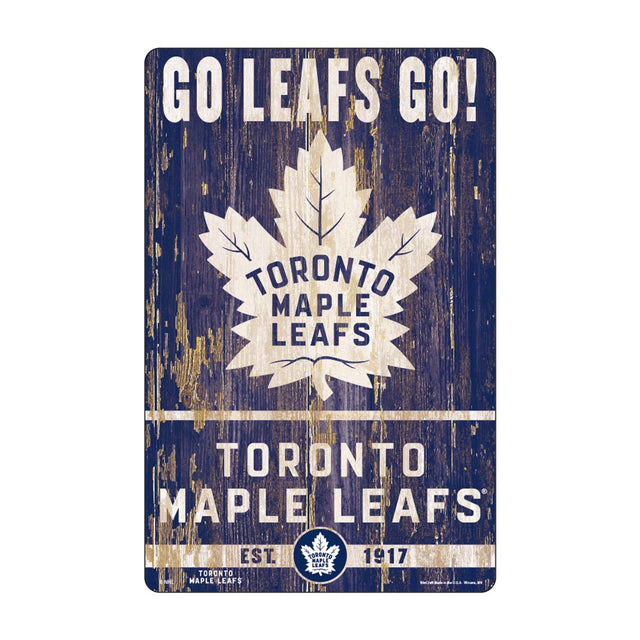 Letrero de madera de 11 x 17 de Toronto Maple Leafs con diseño de eslogan