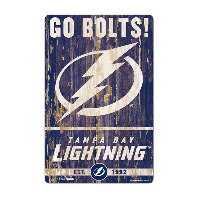 Letrero de madera de 11 x 17 de Tampa Bay Lightning con diseño de eslogan