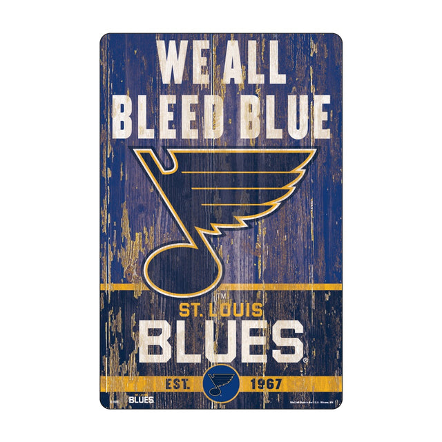 Letrero de madera de 11 x 17 de St. Louis Blues con diseño de eslogan