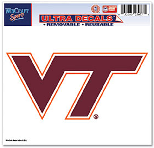 Calcomanía de los Virginia Tech Hokies de 5 x 6 pulgadas en color ultra