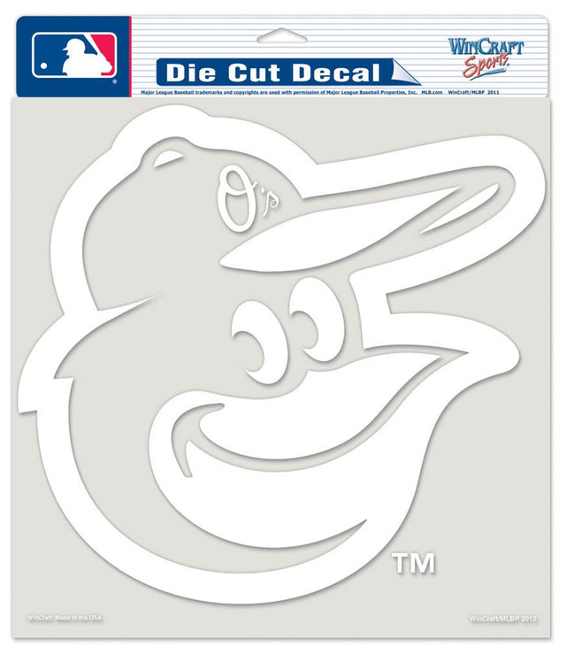 Baltimore Orioles Decal 8x8 Die Cut White