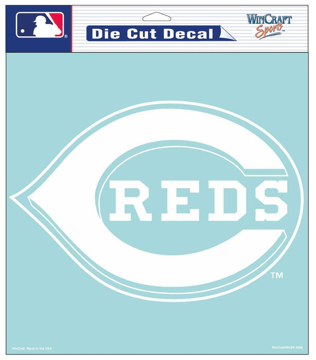 Calcomanía de los Cincinnati Reds de 8 x 8 pulgadas, corte perfecto, color blanco