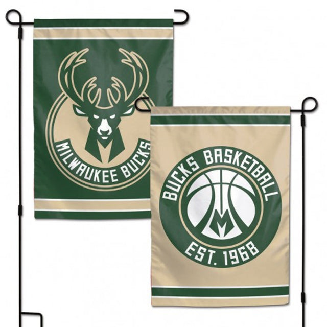 Bandera de los Milwaukee Bucks de 12 x 18 pulgadas, estilo jardín, de 2 lados