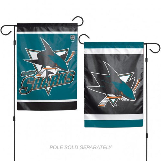 Bandera de los San Jose Sharks de 12 x 18 pulgadas, estilo jardín, de 2 lados