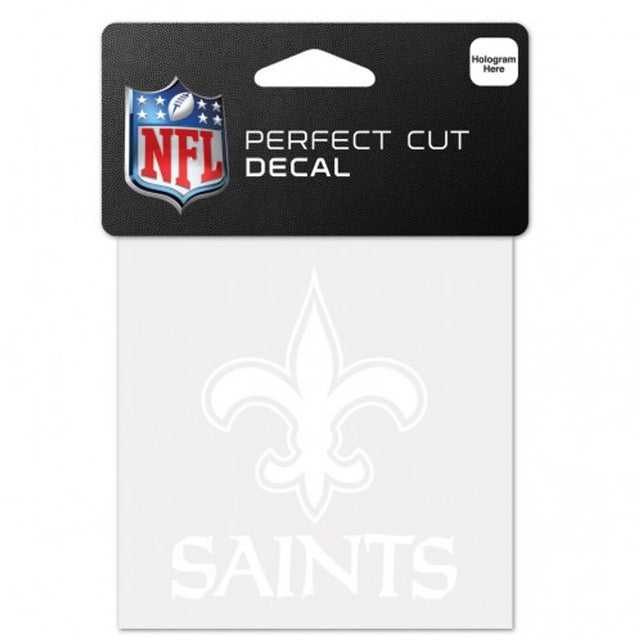 Calcomanía de los New Orleans Saints, corte perfecto, 4 x 4, color blanco