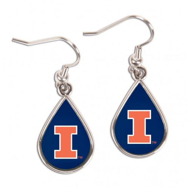 Pendientes de Illinois Fighting Illini con forma de lágrima