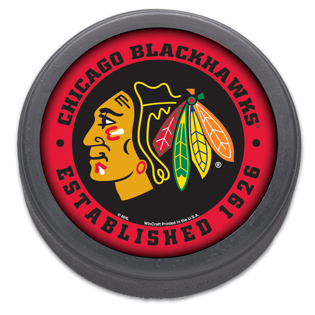 Empaquetado de disco de hockey de los Chicago Blackhawks, diseño original de 1926