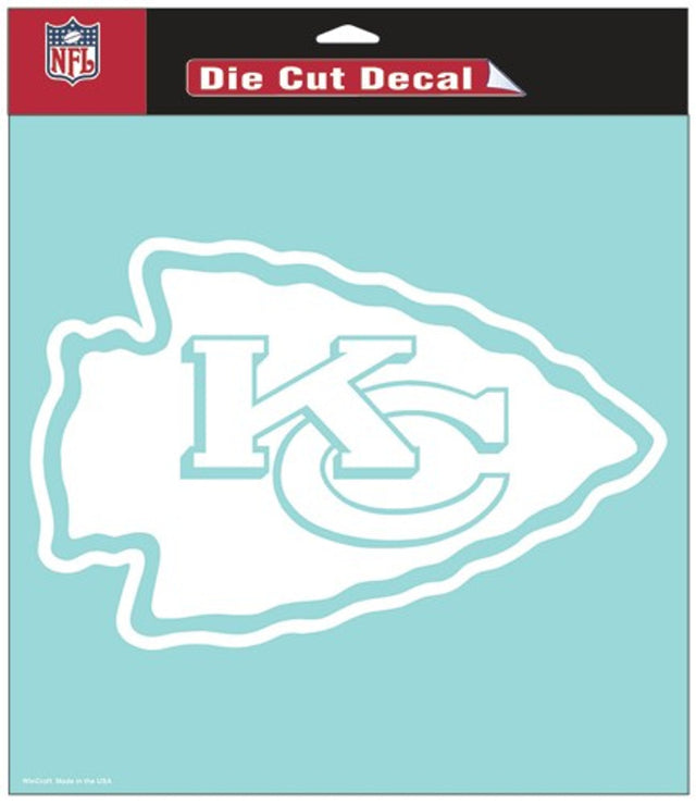 Calcomanía de los Kansas City Chiefs troquelada de 8 x 8 pulgadas en color blanco