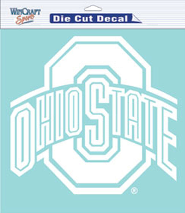 Calcomanía de Ohio State Buckeyes troquelada de 8 x 8 pulgadas en color blanco