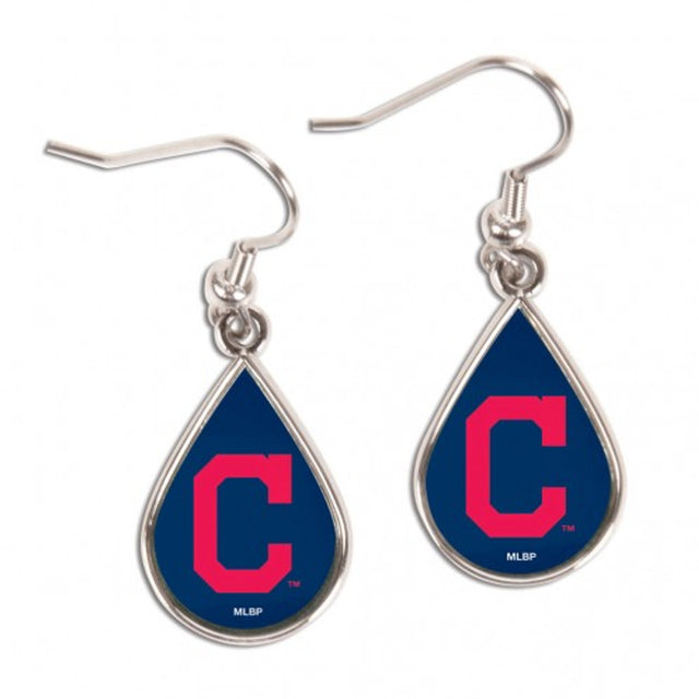 Pendientes de los Indios de Cleveland con diseño de lágrima en forma de C