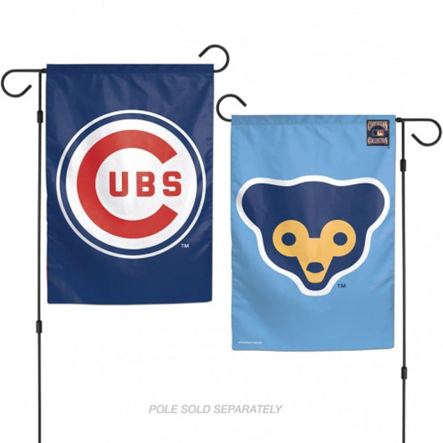 Bandera de los Chicago Cubs de 12 x 18 pulgadas, estilo jardín, de 2 lados, Cooperstown