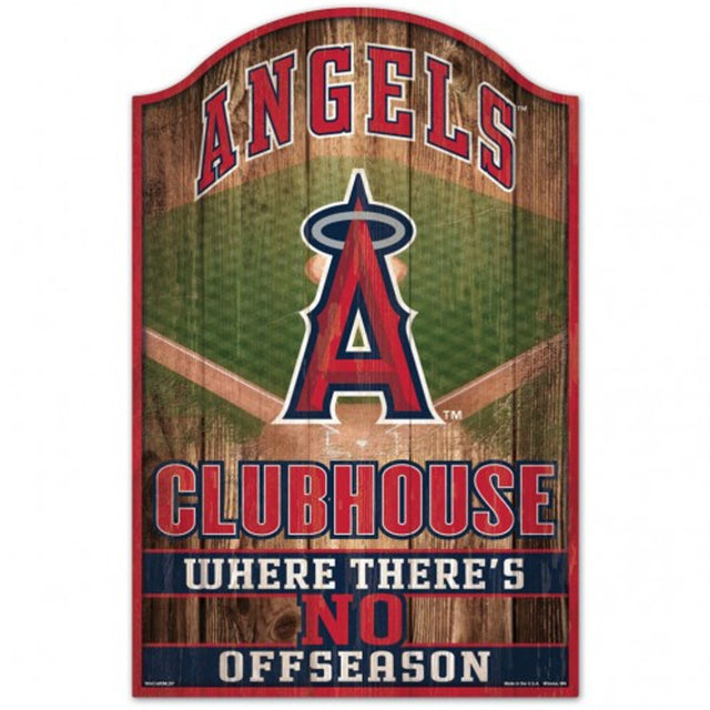 Letrero de madera de 11 x 17 de Los Angeles Angels con diseño de cueva para fanáticos