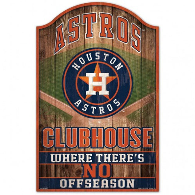 Letrero de madera de 11 x 17 de los Houston Astros con diseño de cueva para fanáticos