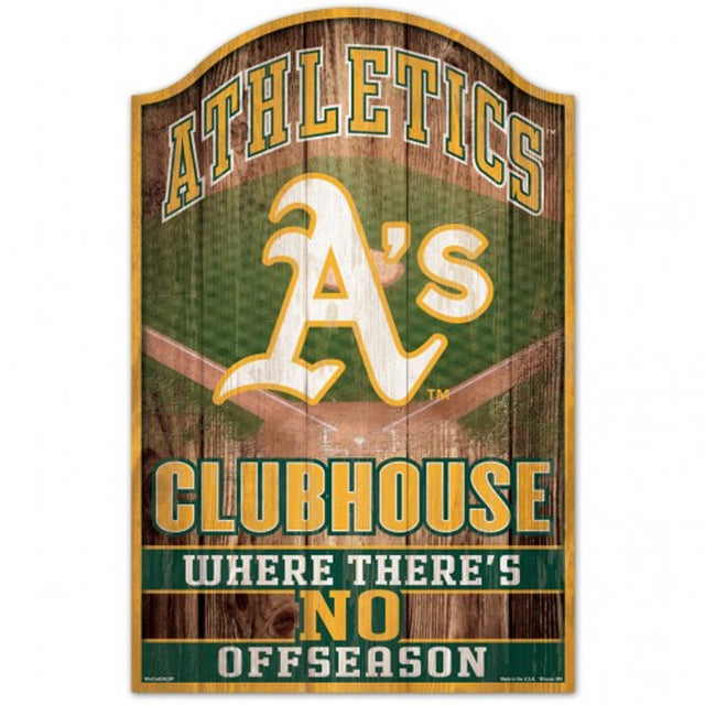 Letrero de madera de 11 x 17 de Oakland Athletics con diseño de cueva para fanáticos