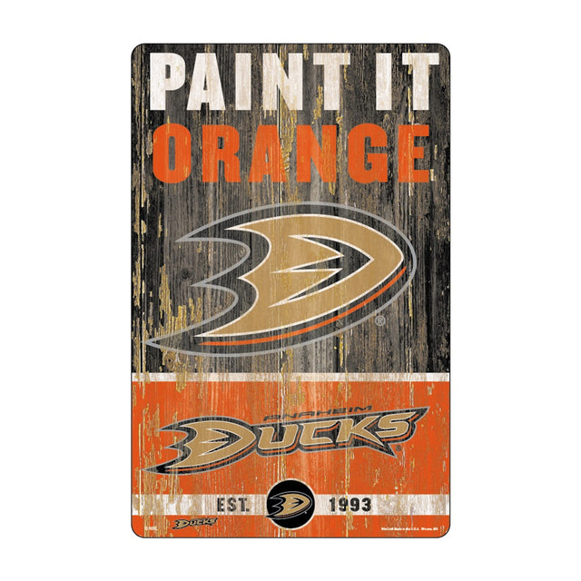 Letrero de madera de 11 x 17 de los Anaheim Ducks con diseño de eslogan