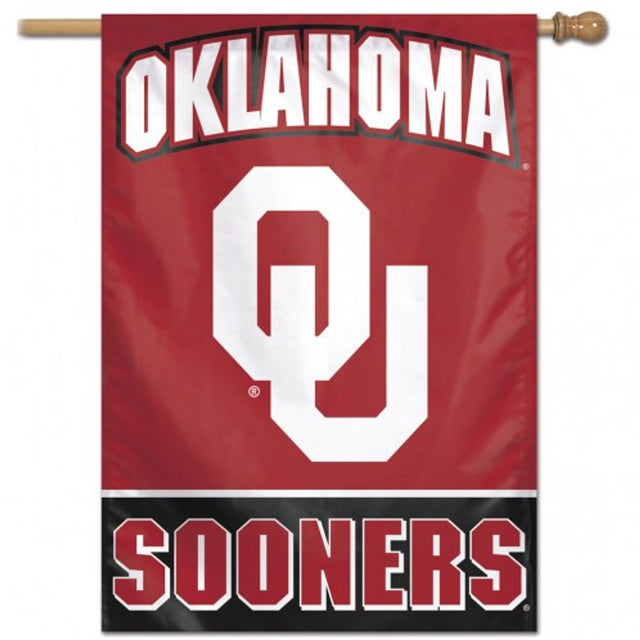 Banner de los Oklahoma Sooners de 28 x 40 con diseño alternativo vertical