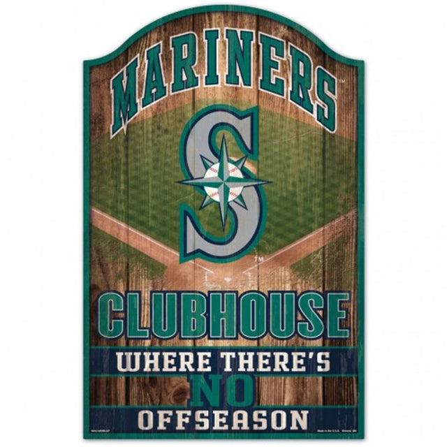 Letrero de madera de 11 x 17 de los Seattle Mariners con diseño de cueva para fanáticos