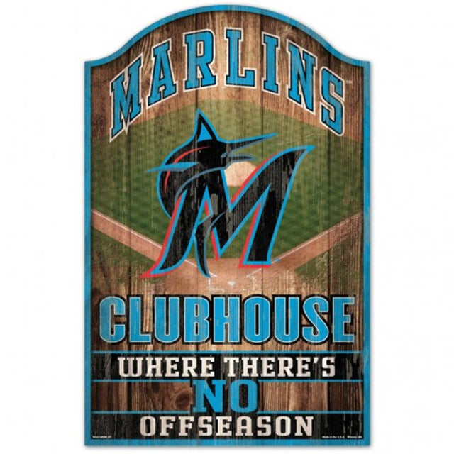 Letrero de madera de los Miami Marlins de 11 x 17 pulgadas con diseño de cueva para fanáticos